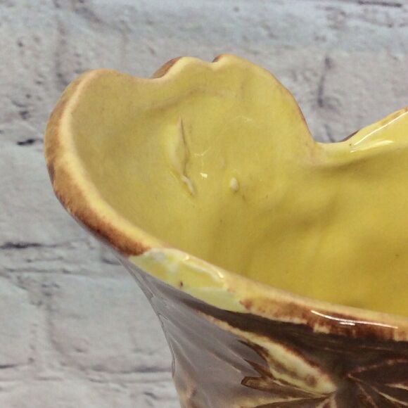 McCoy Pottery Vintage Grapevine Pitcher Vase Yellow Brown 9.5"x6.5" 1950s Decor - Picture 10 of 11
